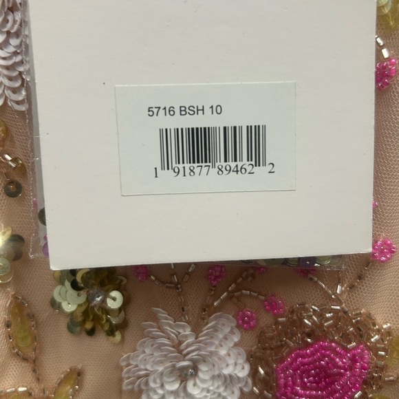 MAC DUGGAL 5716 NWT Pink Sequined Floral Long Sleeve High Neck Midi Dress - Picture 8 of 15